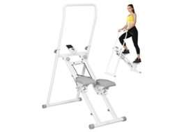 Stepper Vertical Climber Pieghevole Con Impugnatura Regolabile, Pedali Antiscivolo E Monitor Lcd, Bianco