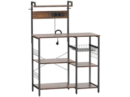 Prateleira De Cozinha, Prateleira De Suporte Com 2 Encaixes, 5 Ganchos Em S, 5 Prateleiras, Cesta, Suportes Em X De Aço 90 X 42 X 130 Cm-lb