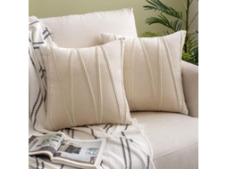 2026 funda de Almohada de Terciopelo Rayado 2 Unidades 45x45cm Moderna Decorativa Suave para Sofa Cama Auto Crema