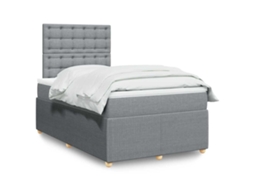 Vidaxl Cama Boxspring Com Colchão 120x190 Cm Tecido Cinzento-claro
