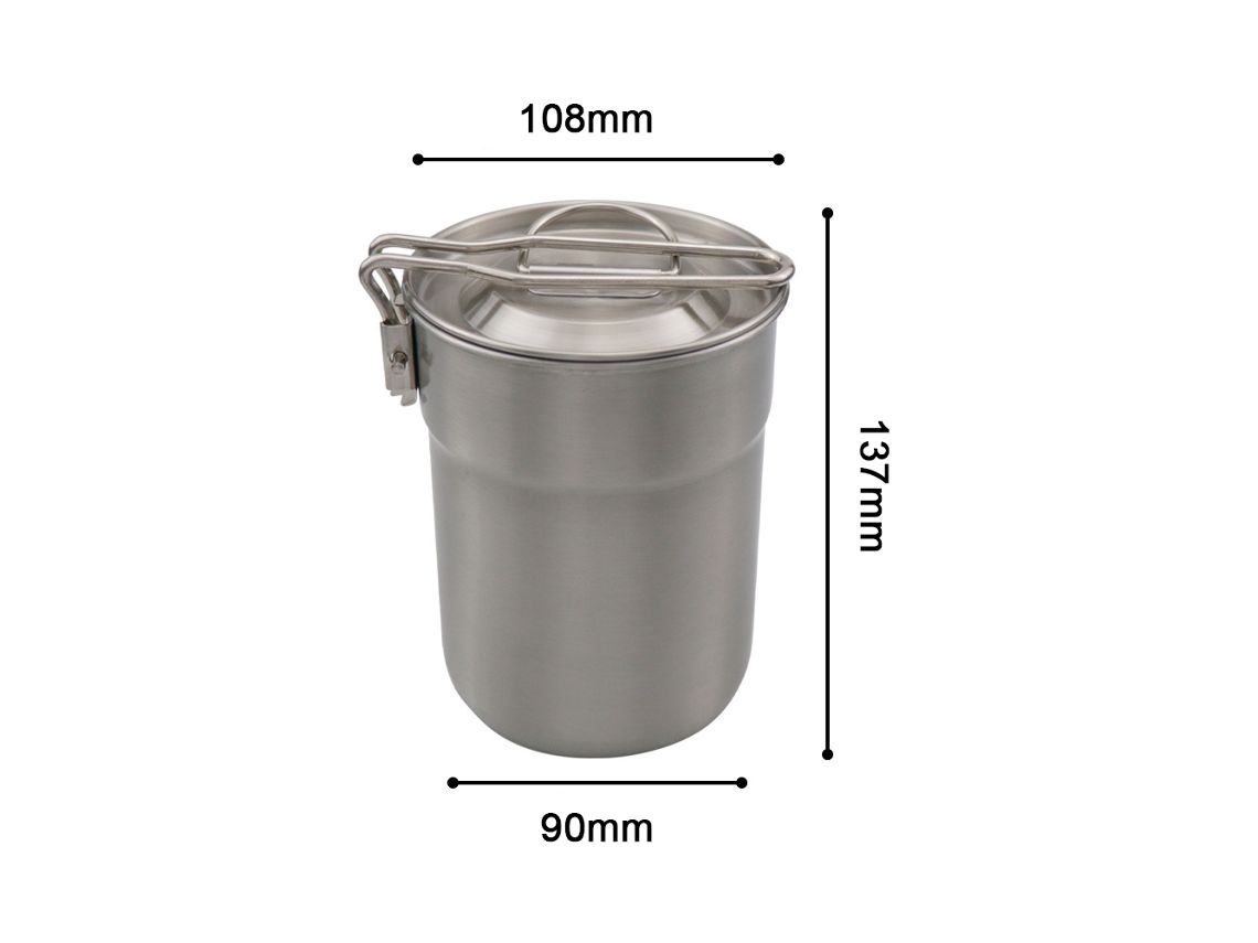 Copo de Camping Inox 1l com Tampa e Alça Plegável