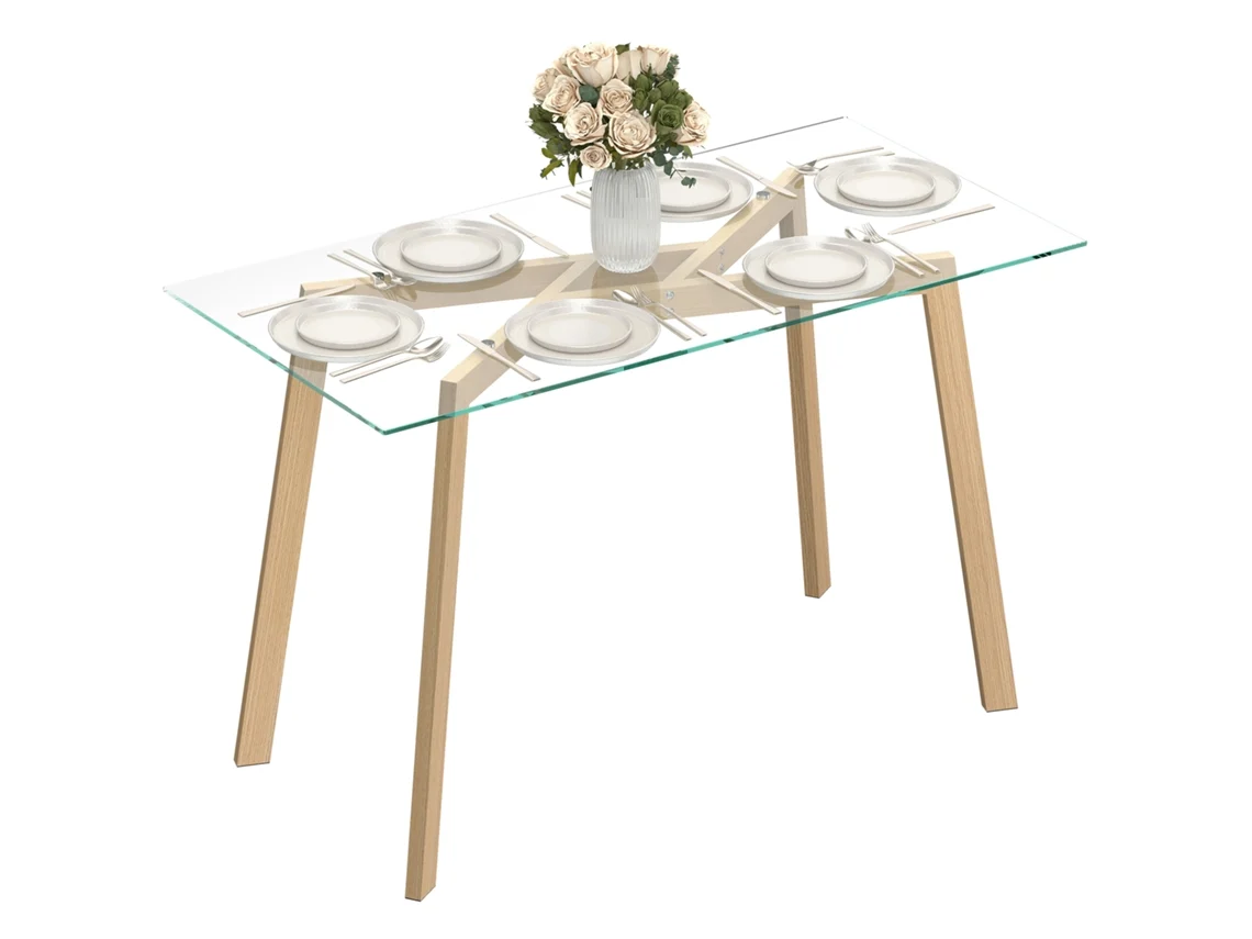 Mesa de Jantar Vidro Temperado 150x75x76 Cm (retangular, 6 Lugares)