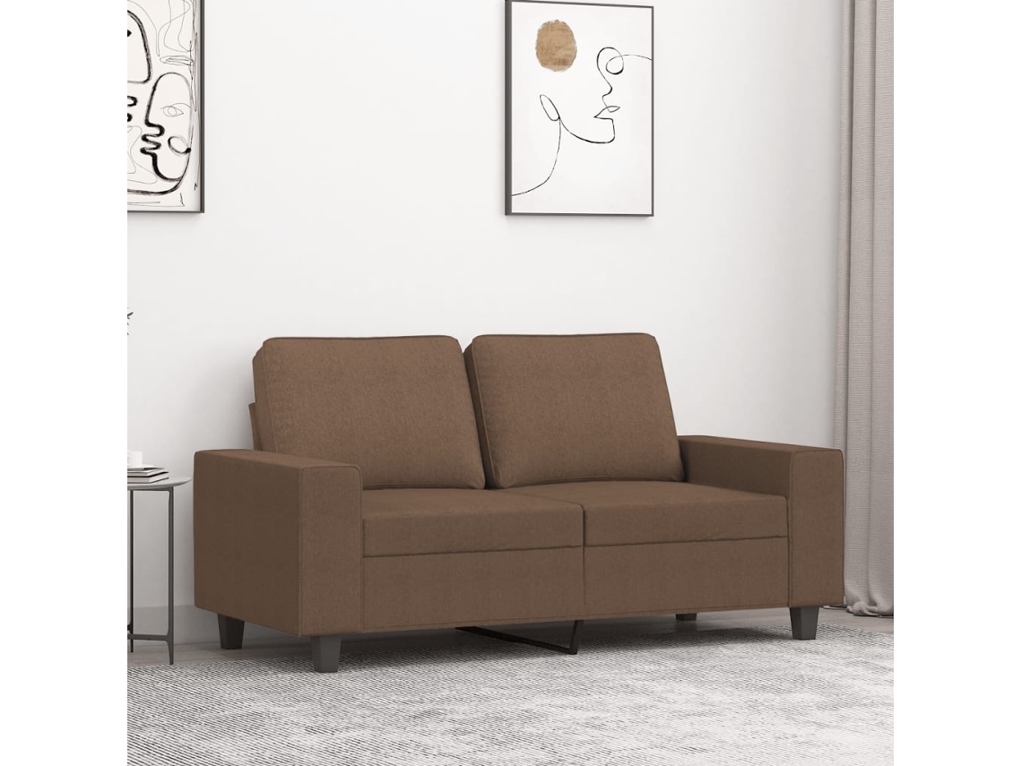 Vidaxl Sofá De 2 Lugares Tecido 120 Cm Castanho