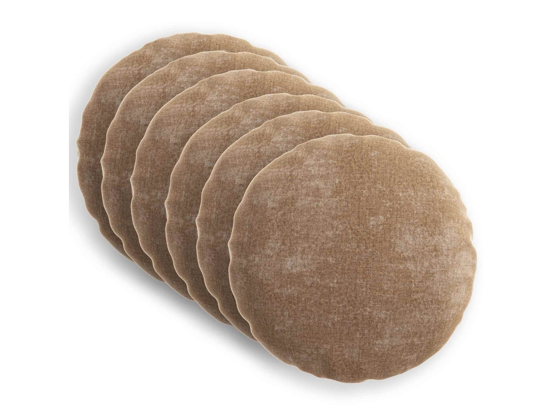 Vidaxl Capa Almofada 6 Unid. Heerlen Castanho Ø 60 Cm Tecido Chenille