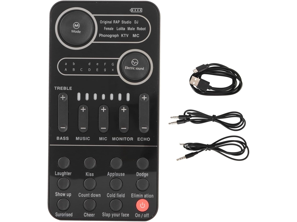 Modificador de voz portátil, placa de som portátil multifuncional Bluetooth 5.3 para transmissões ao vivo, placa de som M Brilvibera