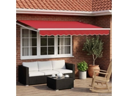 Vidaxl Toldo Retrátil Elétrico Vermelho E Branco 3 X 2,5 M