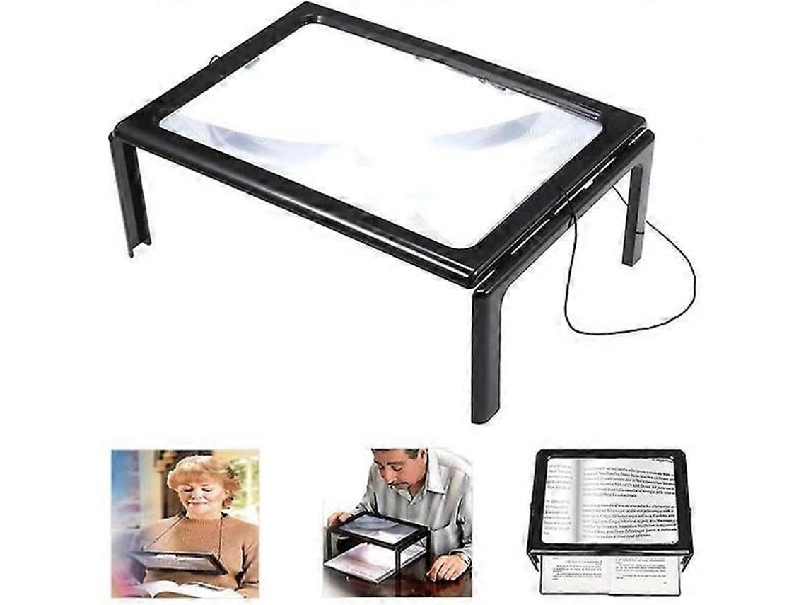 Lupa Para Deficientes Visuais Com Ampliação De 3x E Iluminação Mãos Livres De Página Inteira. Aquaforge