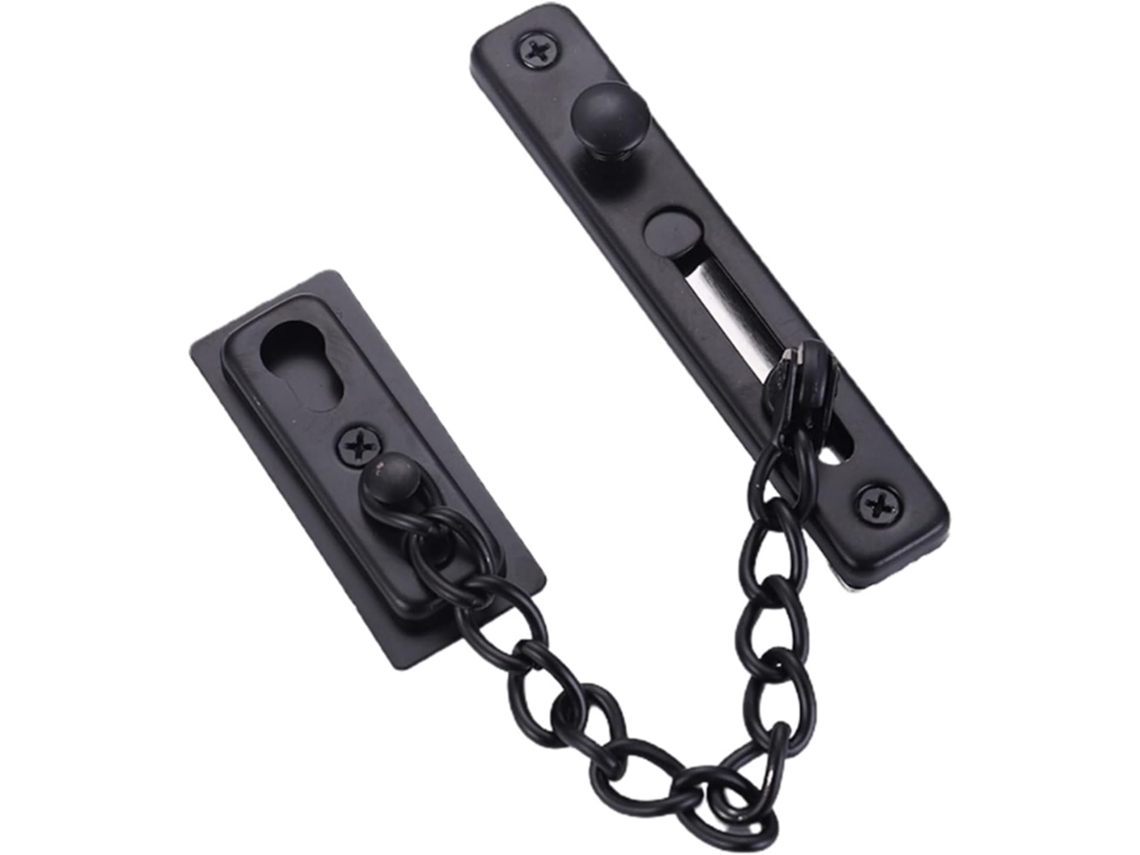 Fechadura De Segurança Com Corrente Para Porta, Em Aço Inoxidável, Com Trava De Proteção Preta E Visor