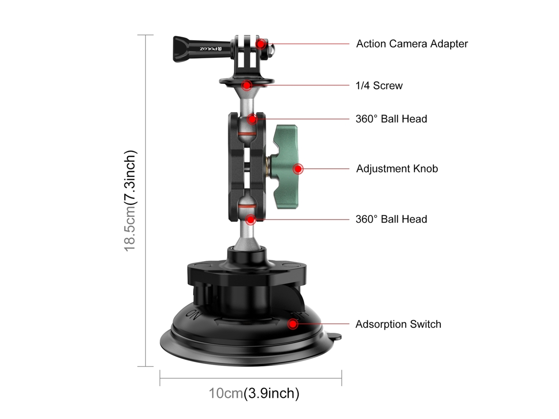 Soporte De Ventosa Universal Para Cámara, Teléfono, Iphone Y Gopro Para Coche