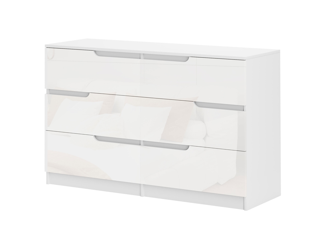 Cômoda Moderna 6 Gavetas com Unidade Anti tombada 120x40x75 Cm Branco S/MARCA