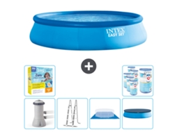 Piscina Inflável Redonda INTEX Easy Set 457 X 107 Cm Azul Inclui Bomba Escada Lençol Cobertura Pacote de Manutenção Filtros