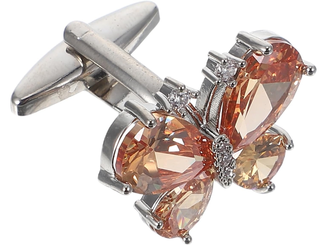 Elegantes Abotoaduras De Cobre, Estilo Francês, Com Zircônia.