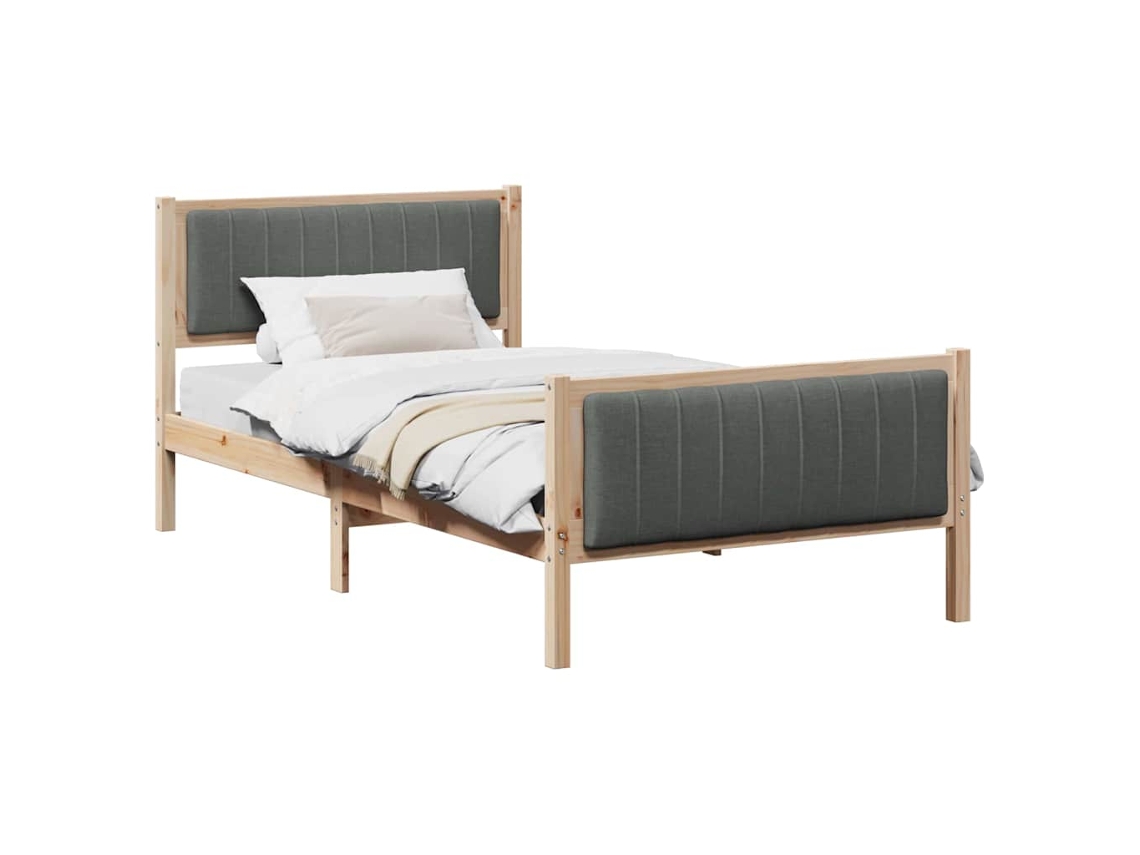 Estrutura da Cama Castanho e Cinzento Escuro 100x200 cm MAISON EXCLUSIVE