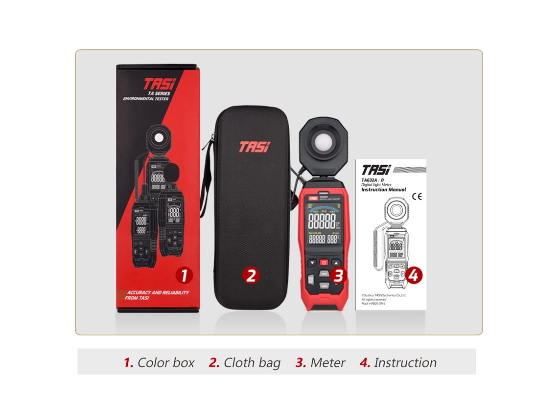 Medidor De Luz Digital Tasi Ta632a Lcd Mini Iluminómetro 0-200000 Lux
