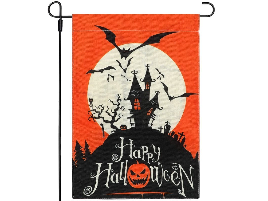 2026 bandera de Jardín de Halloween Linjou, Burlap Premium Doble Cara Resistente Al Desgaste para Exterior de 12x18 Pulgadas