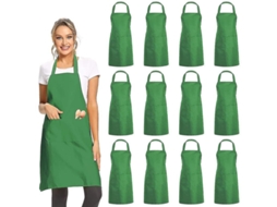 Avatares De Cozinha 12 Unidades 97% Poliéster 3% Algodão Com 2 Bolsos Duráveis Leves Laváveis Para Todos Os Usos Verde