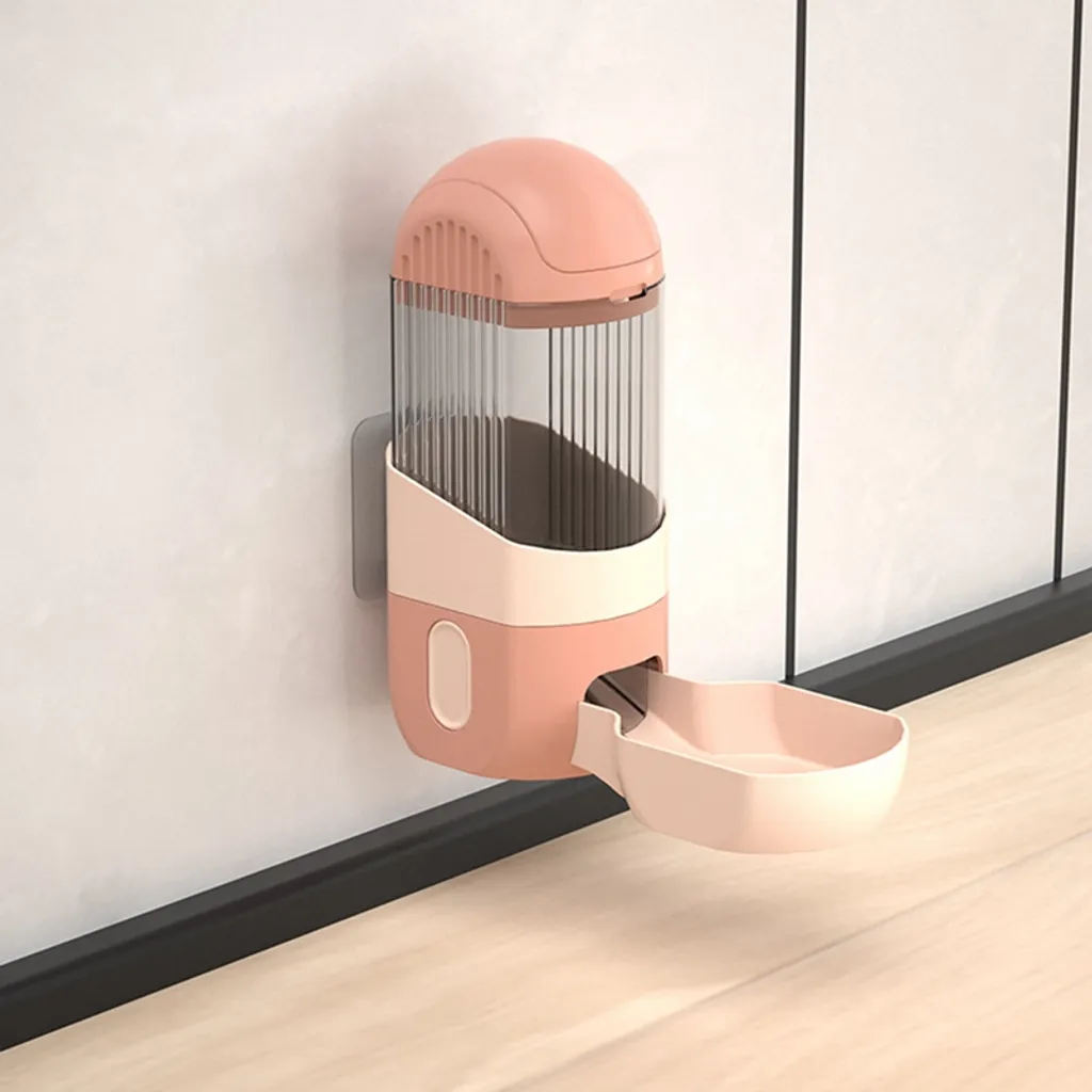 Gaiola de Alimentação Automática para Animais de Estimação, 1200ml, Dispensador de Ração, Alimentador Automático, Rosa AQUAFORGE