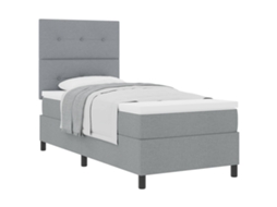 Cama De Solteiro | Camas Para Quarto | Cama Box Com Colchão Cinzento-claro 80 X 200 Cm Tecido