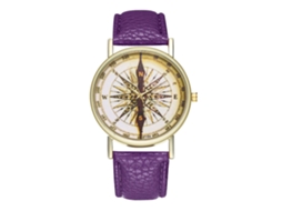 Relógio de Pulso Feminino de Couro Fashion Leisure Quartz Roxo