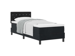 Cama Box com Colchão com Cabeceira Preto 80x200 Cm Veludo MAISON EXCLUSIVE