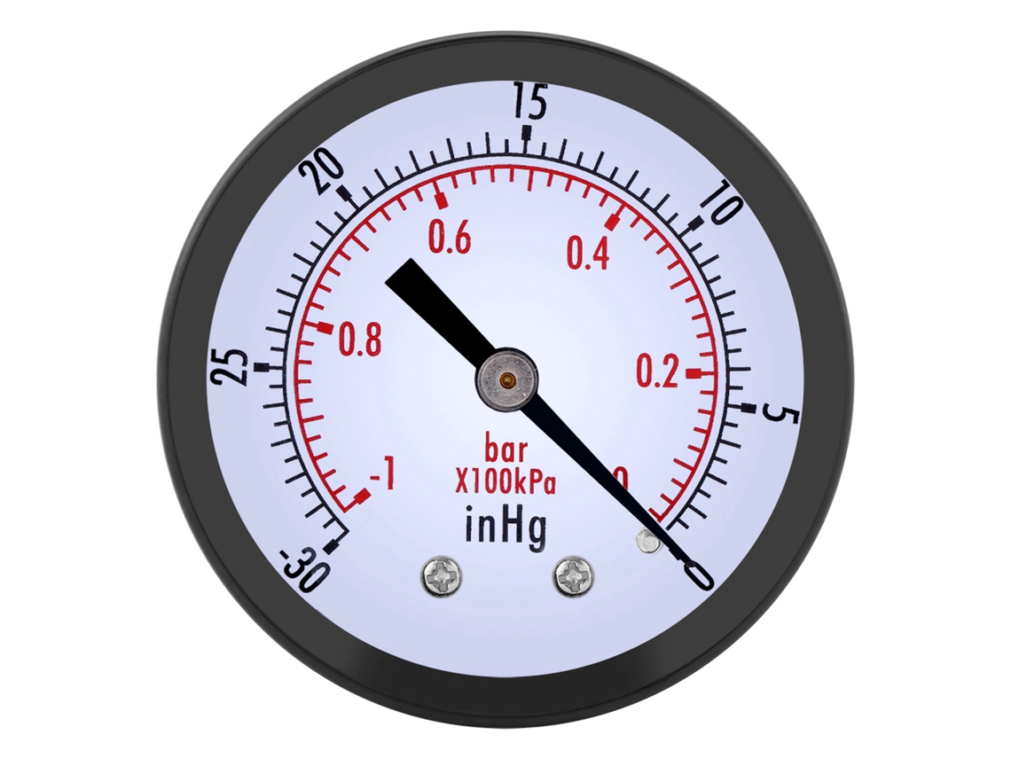 Manômetro de Vácuo YURU 50mm 0-30inhg/0-1bar com Rosca BSP 1/4 para Ar, Água, Óleo
