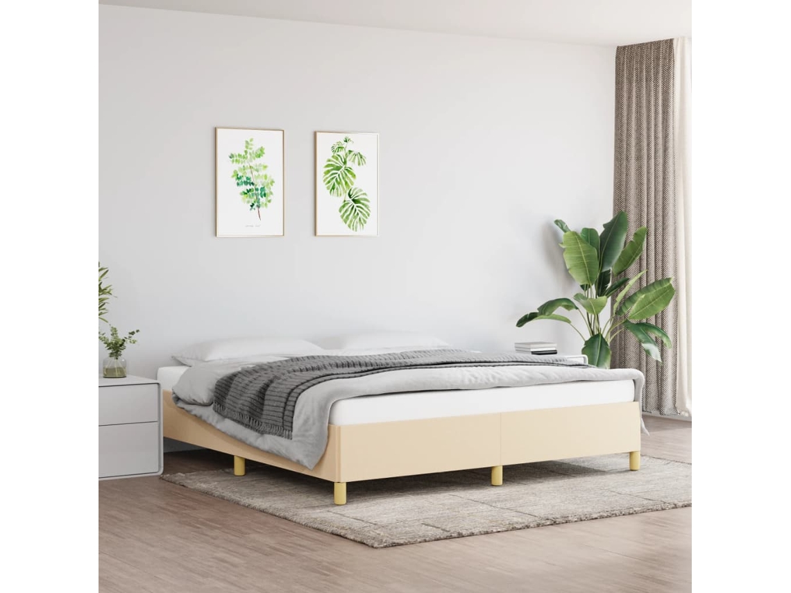 Vidaxl Estrutura de Cama Sem Colchão 180x200 Cm Tecido Cor Creme