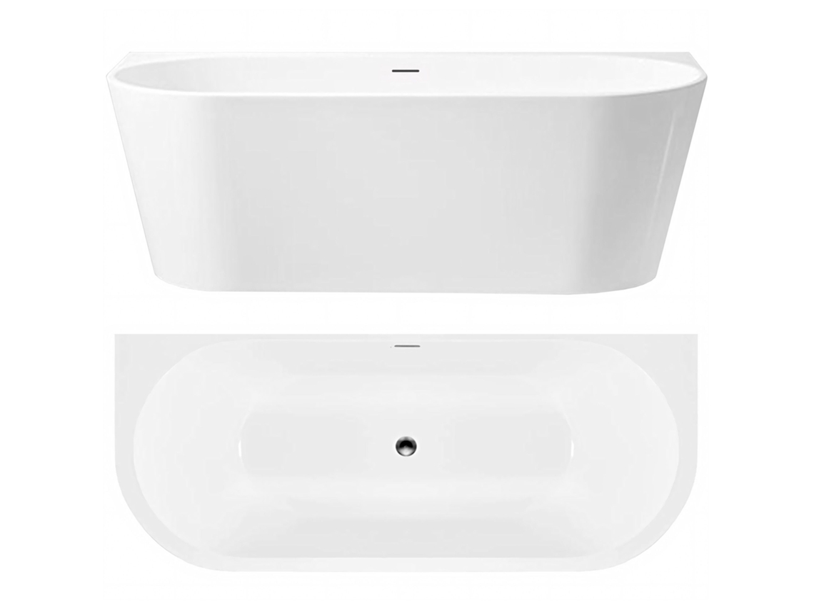 Banheira De Parede Rea Capri 170cm Cortiça Preta Branco