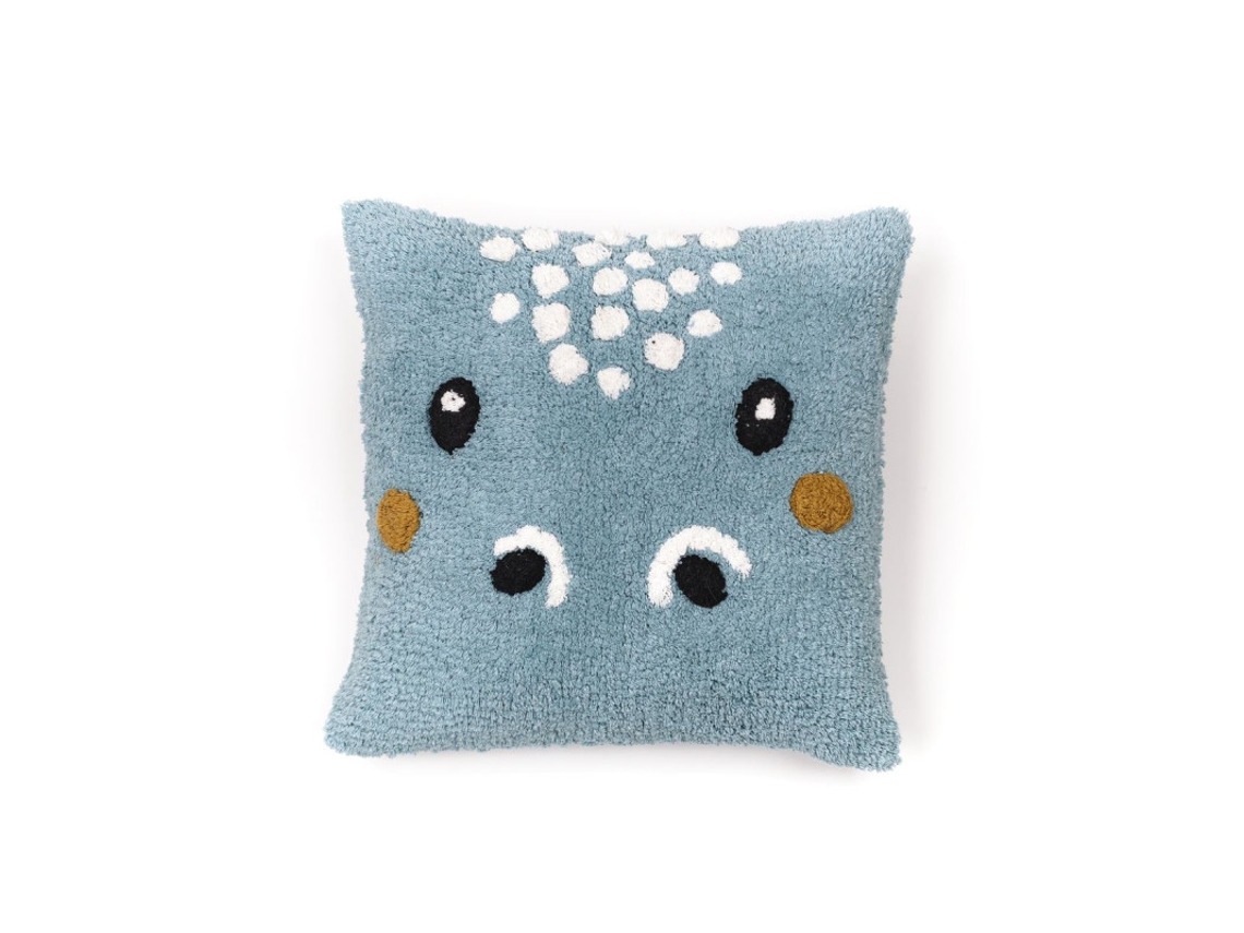 Almofada com Design Animal de Enchimento Infantil Tecido de Algodão Tufado. M/Hipopótamo 40X40Cm MEVAK LIVING
