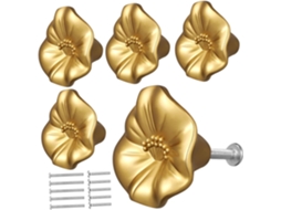 Conjunto De 5 Puxadores Em Formato Pétala Flor Para Armários, Gavetas E Guarda Roupas