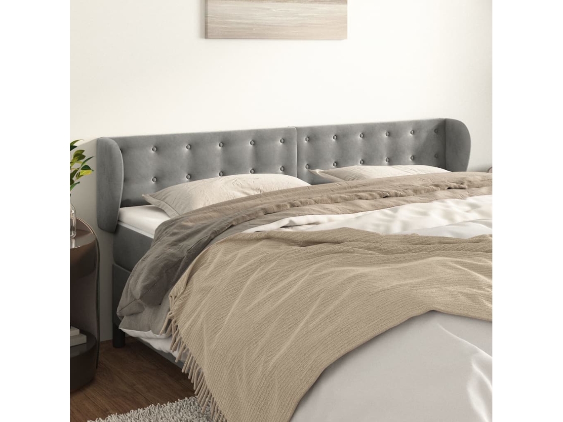 Vidaxl Cabeceira De Cama C/ Abas Veludo 163x23x78/88 Cm Cinzento-claro