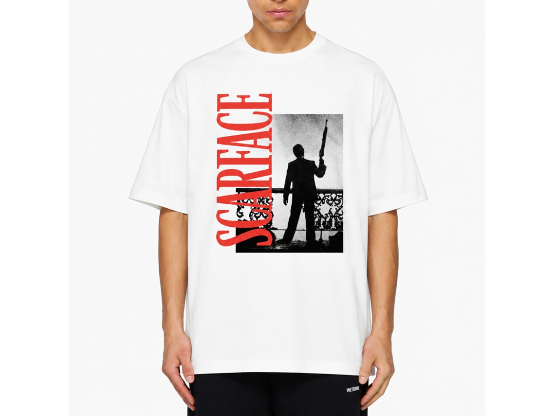 Rockinstone Scarface Movie Red Logo White Adult T-shirt Size:s