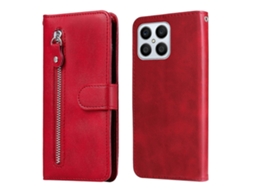 Capa Para Celular For Honor X8 5g / X6 Em Couro Com Textura De Bezerro E Zíper