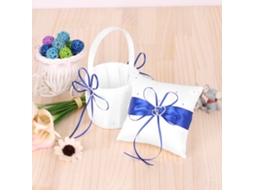 Conjunto Travesseiro E Cesto De Noiva Com Strass Azul 15x15cm