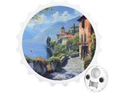 Ímã De Geladeira Com Paisagem Do Lago Como, Itália, Em Aço Inoxidável, Branco, 36cm