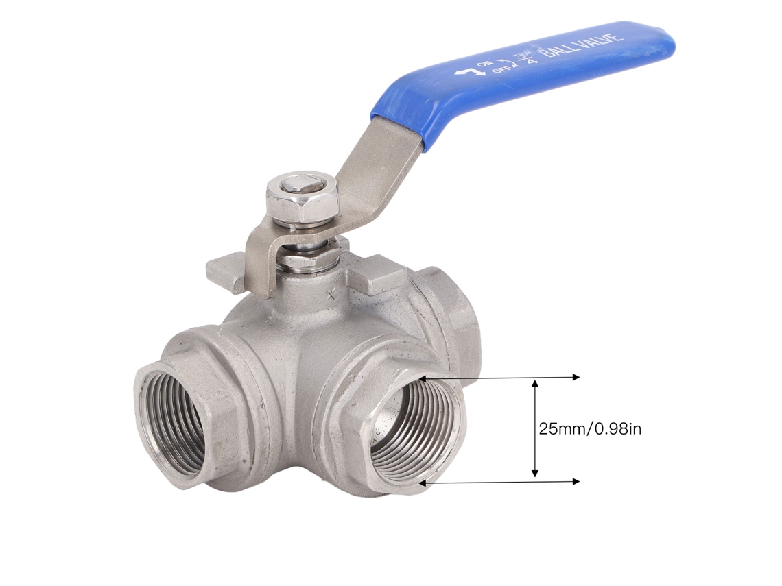 Laxiscreed Válvula De Esfera 3/4" Em Aço Inox, Rosca Fêmea, Design Em L E De 3 Vias