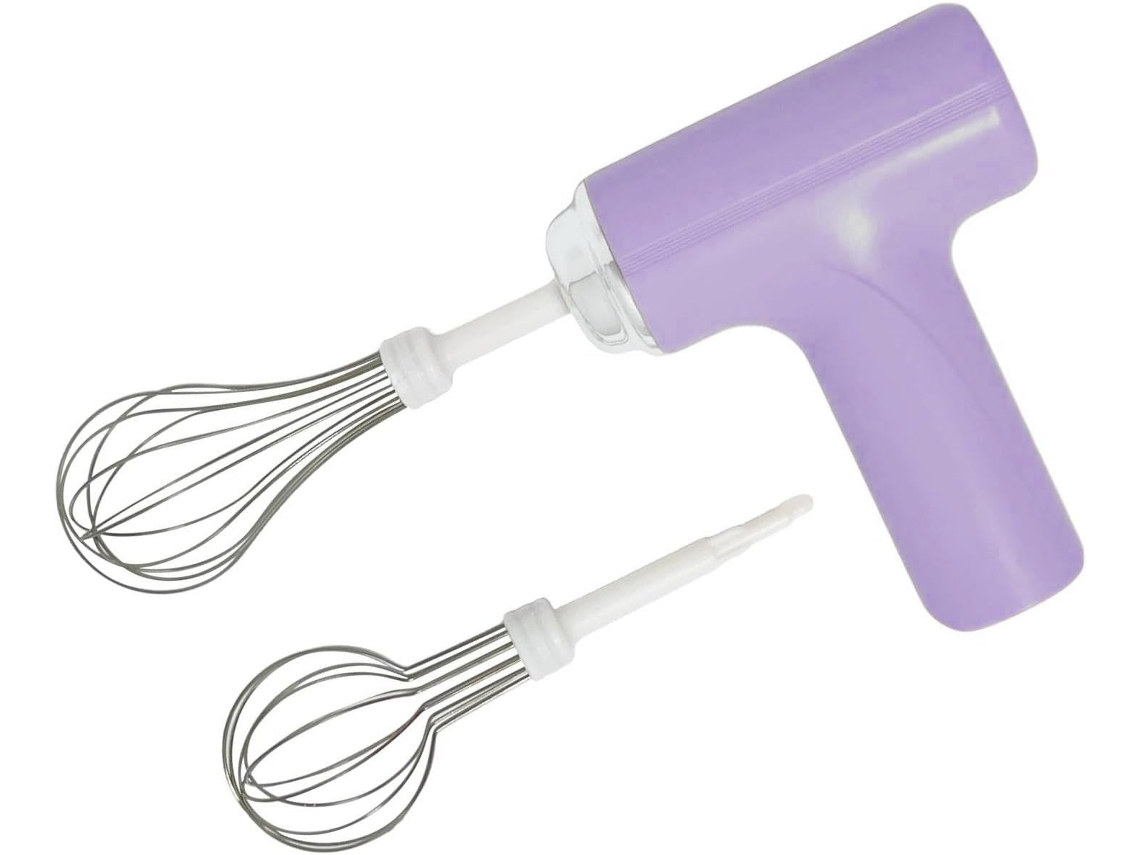 Batedeira Manual Sem Fio, Batedeira Elétrica De Uma Mão Com Um Botão E 3 Velocidades, Batedeira Portátil Com 2 Batedores Removíveis(roxa)