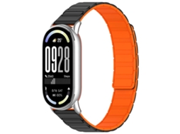 Bracelete para Xiaomi Smart Band 10/9/8 em silicone magnético formato de I preto e laranja XIAOMOYU