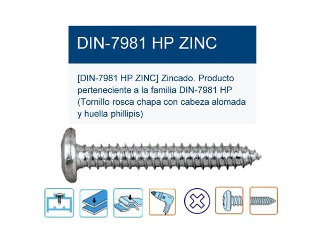 Tornillo r-chapa din 7981hp alomada ph2 4,8x38 10x1,1-2 t8148038 (caja 2.5 unidades)