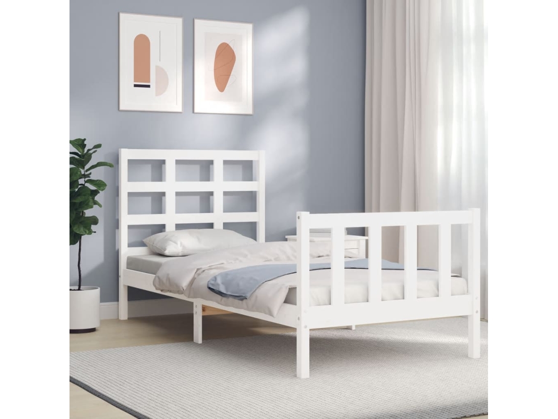 Cama Sem Colchão 90x200 Cm Madeira De Pinho Maciça Branco