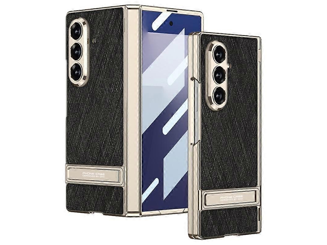 Capa Para Celular Gkk Integrada Em Couro Liso Prateado Brocado Com Suporte Para Samsung Galaxy Z Fold7 5g
