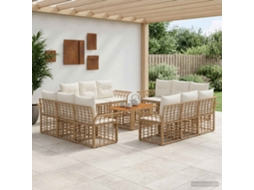 Vidaxl Conjunto De Sofá De Jardim 13 Unid. Natural E Branco Creme