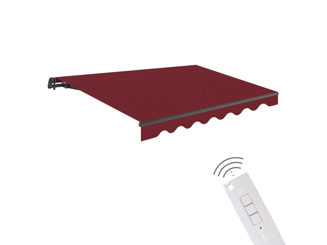 Wasabi - Toldo Motorizado Exterior 3x2,5 Vinho Poliéster – Fechamento Com Controlo Remoto – Lona Com Proteção Solar Uv