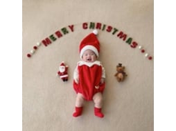 Roupa de Natal Macacão Manga Comprida Bebê 73Cm