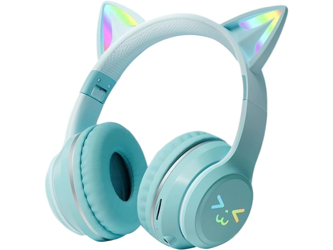 Fone De Ouvido Com Orelhas Gato, Microfone Sem Fio, Iluminação Led, Sem Fio, Rgb