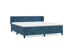 Cama com Molas/colchão 160x200 Cm Veludo Azul escuro MAISON EXCLUSIVE