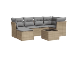 Maison Exclusive - 7 Pcs Conjunto De Sofás P/ Jardim Com Almofadões Vime Pe Bege