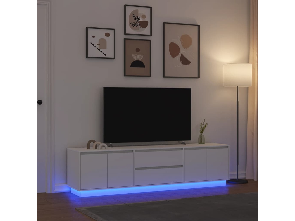 Vidaxl Móvel de Tv com Luzes Led 193,5x41x50 Cm Branco