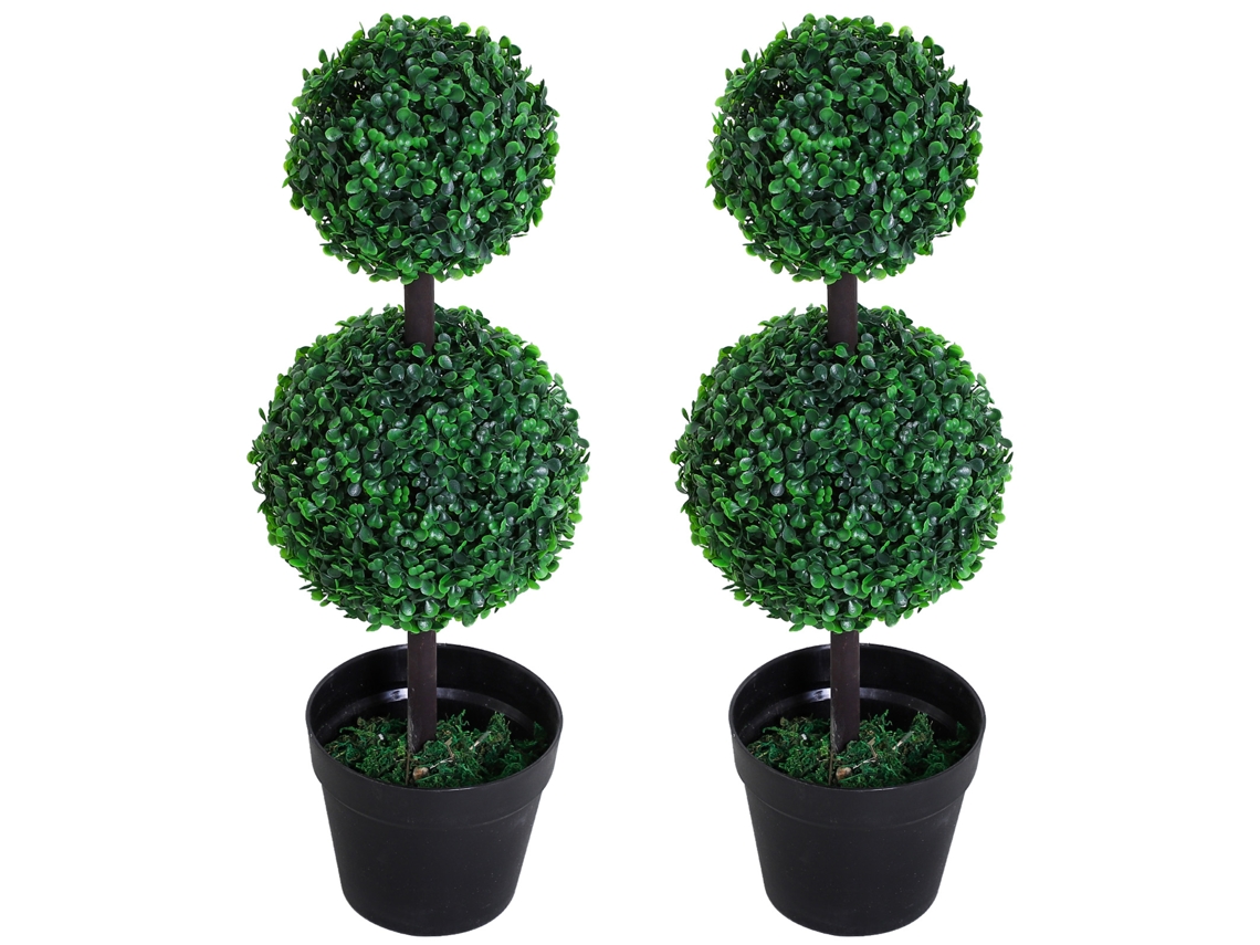 2er Set Planta Artificial, Design De Bola, Vasculho De Cimento