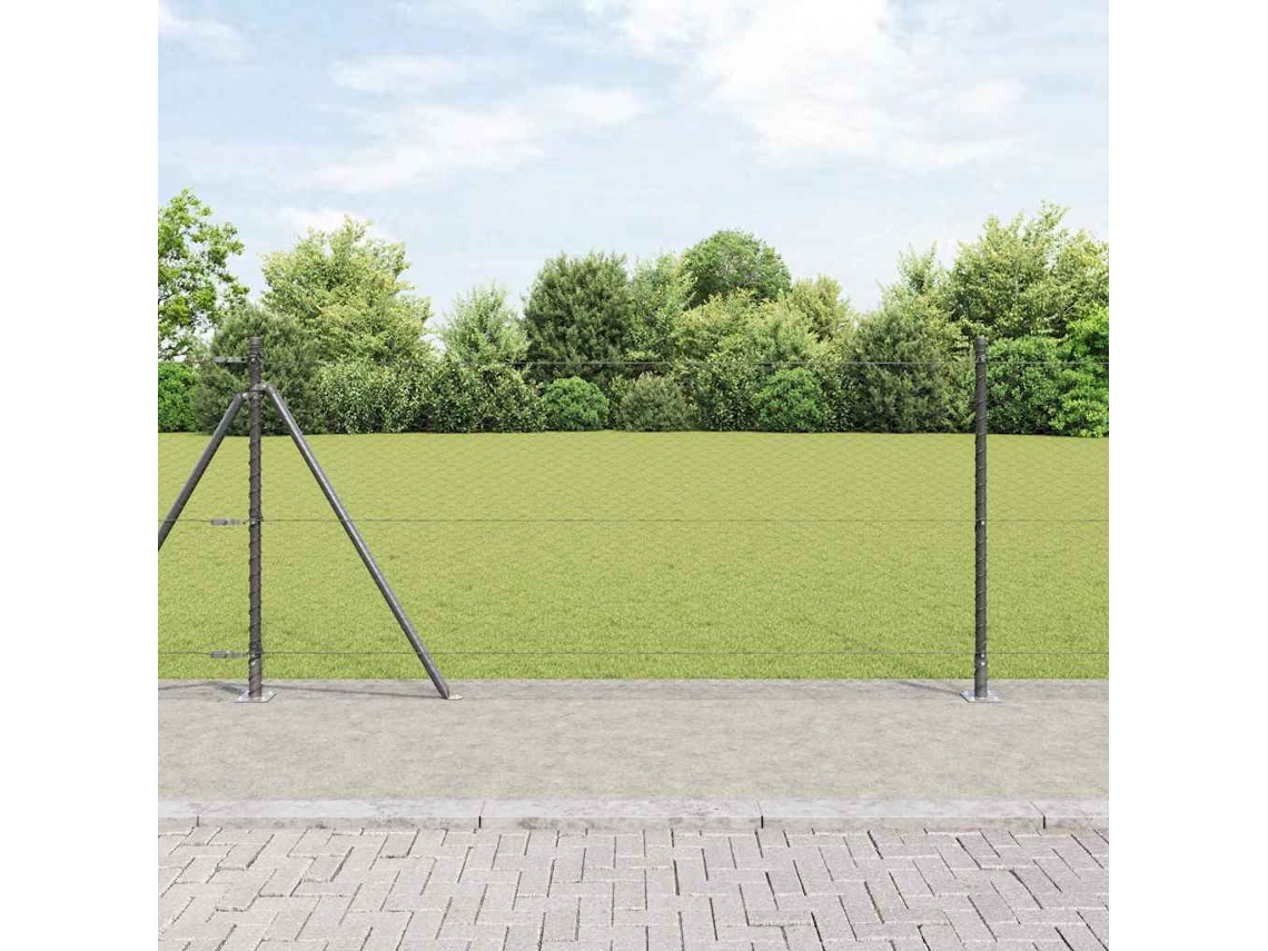 Vidaxl Cerca Hexagonal Com Base De Concreto 10 X 0,8 M Cinzento Malha