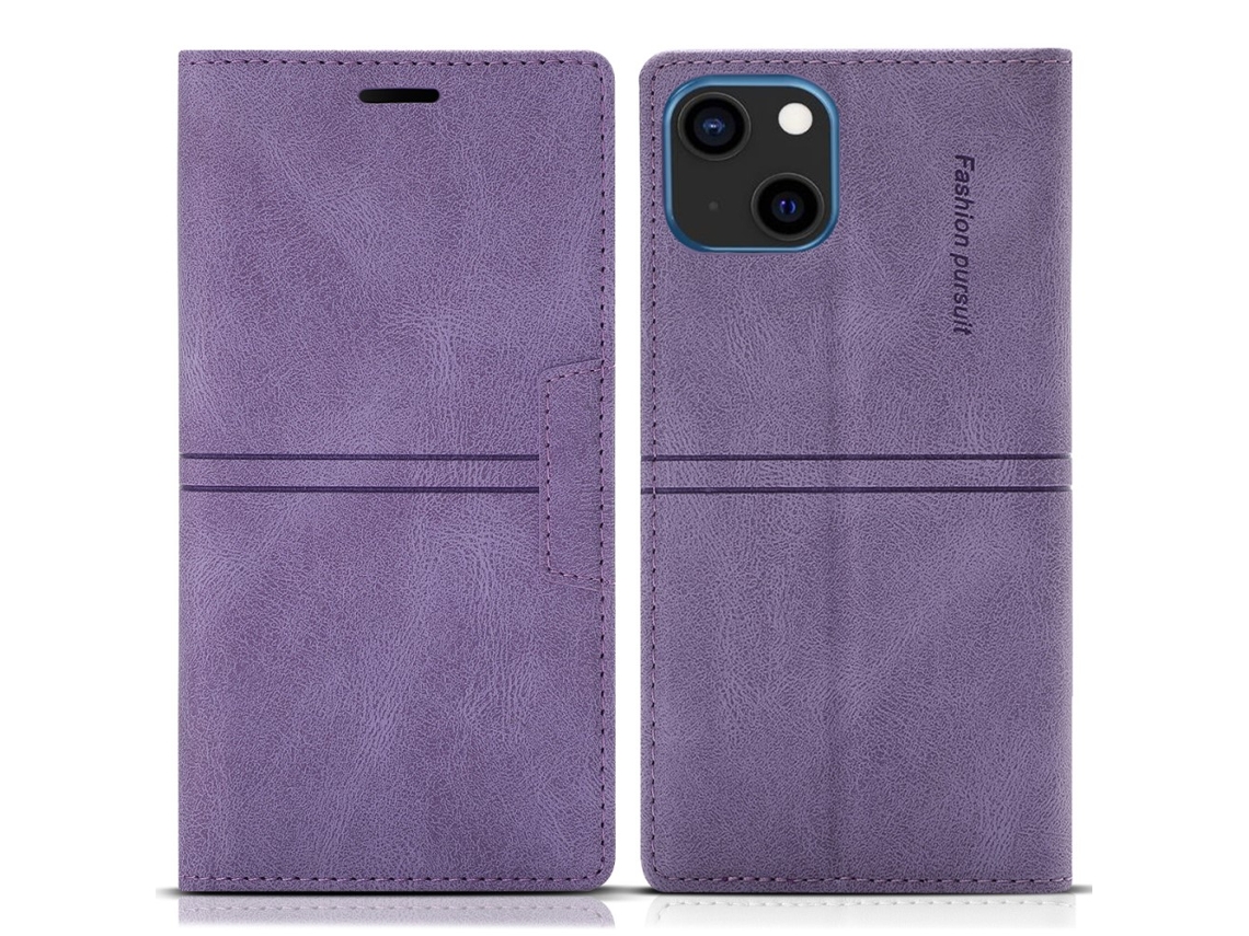 Capa Para Iphone 15 Pele Sintética Roxo